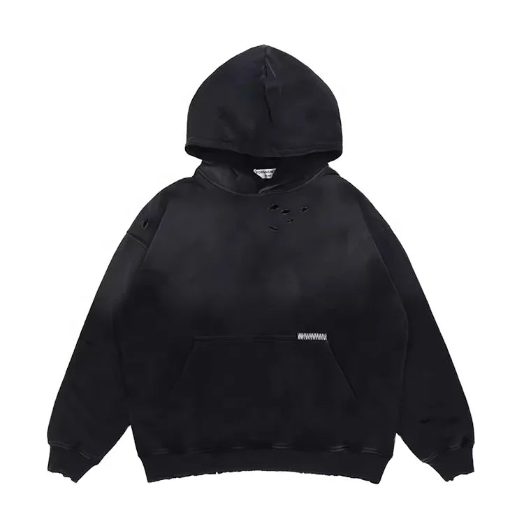 Wholesale Custom Heavyweight Pullover Hoodie Acid Wash Vintage Streetwear Oversized Men's Hoodies