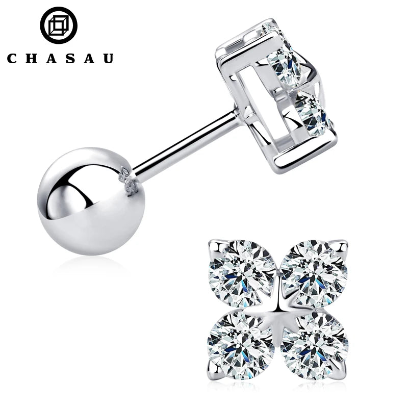 Custom Wholesale 925 Sterling Silver Round Cut GRA Certified VVS Moissanite Four Leaf Clover Stud Earrings MegaBDM