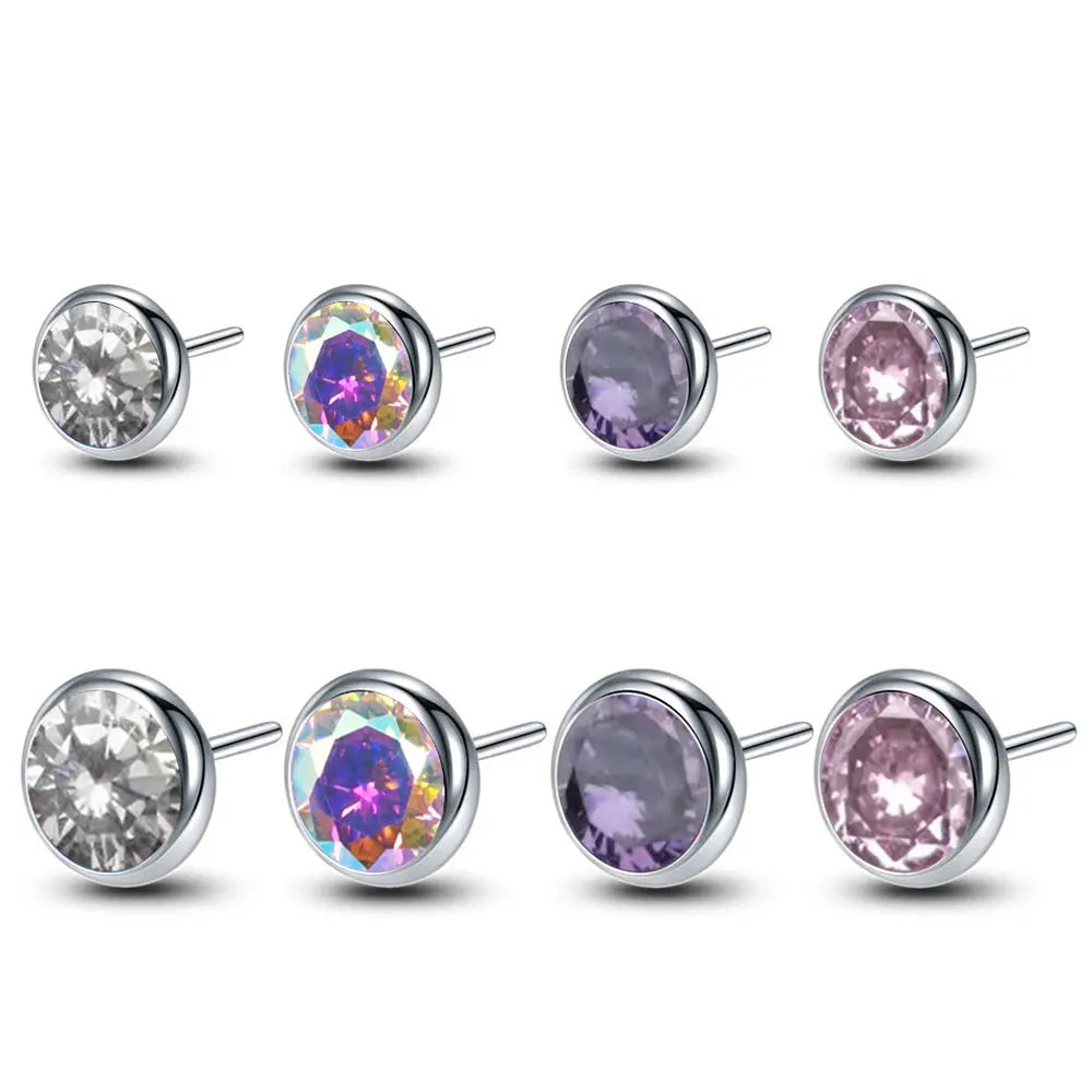 Newest G23 ASTM F136 Titanium CZ Top Threadless Labret Stud Ear Cartilage Piercing Jewelry