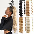 Fashion 100g Blonde Body Wave Hairpiece Heat Resistant Fiber Egg Roll Ponytail With Magic Tape
