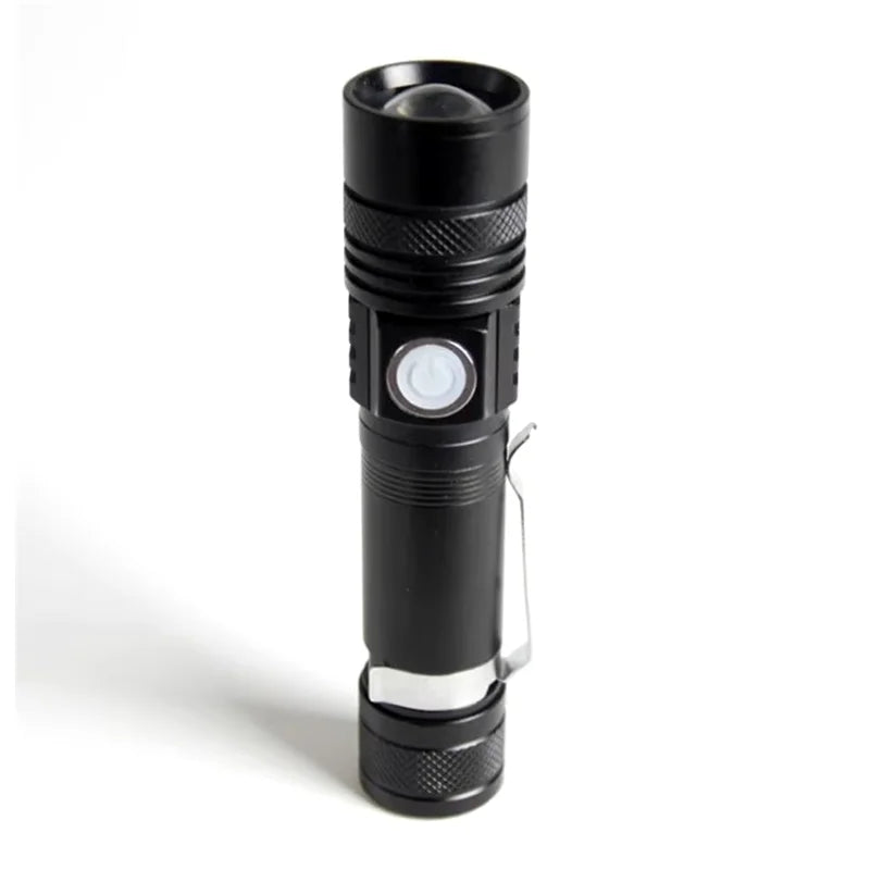 High Beam 10000 Lumens Camping Strong Emergency Zoom 18650 Alloy T6 Led Torch Flashlight Made in China with Clip