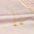 Wholesale New No Fade Titanium Steel 18k Gold Plated Heart Earrings Women Long Tassel Dangle Earrings