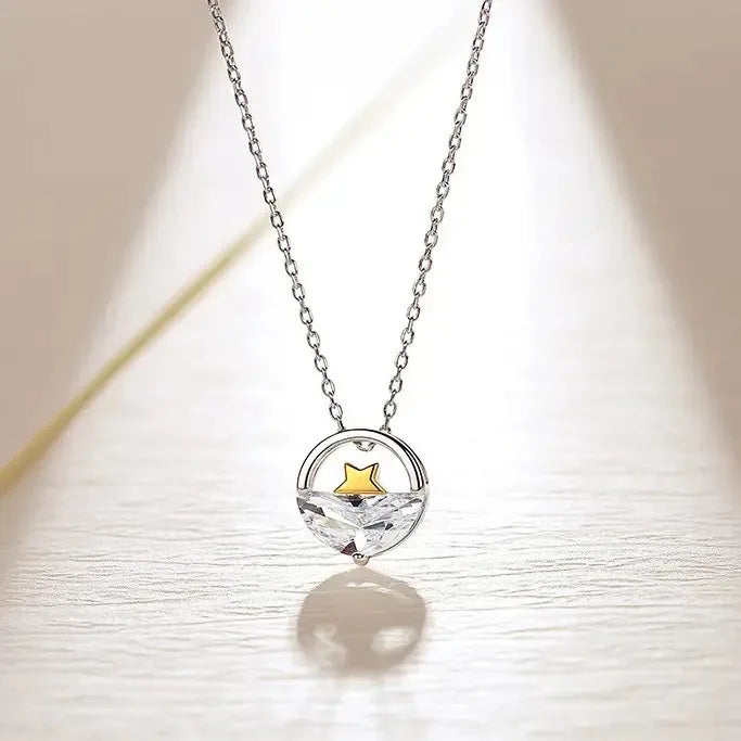 Hot Selling 925 Sterling Silver Necklace with Diamond for Women and Girls As Gift