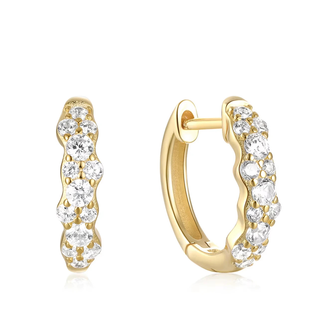 CANNER Classic Simple 18K Gold Plated Hypoallergenic 100% S925 Sterling Silver 5A Zirconia Hoop Huggies Earrings