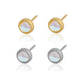 EH1507 Wholesale Korean Fashion 925 Sterling Silver Jewelry Luxury Moonstone Round Hypoallergenic Stud Earrings for Women