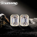 Starsgem 4x6mm Loose Emerald Cut Lab Grown Diamonds Moissanite Diamonds Earrings 9k/10k/14k/18k Bezel Earrings Stud Eemerald Cut