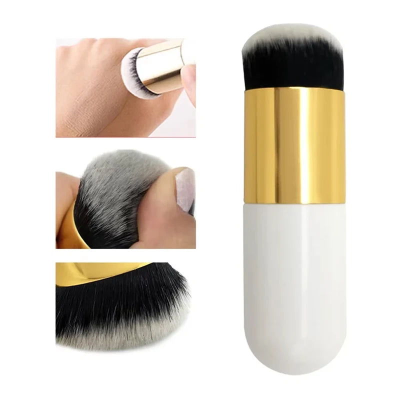 Professional Single Fat Round Cosmetic Brush Soft Facial Foundation Makeup Brush for Face