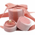 Custom Romantic Sweet Luxury Small Velvet Engagement Ring Box with Ribbon for Jewelry Shop