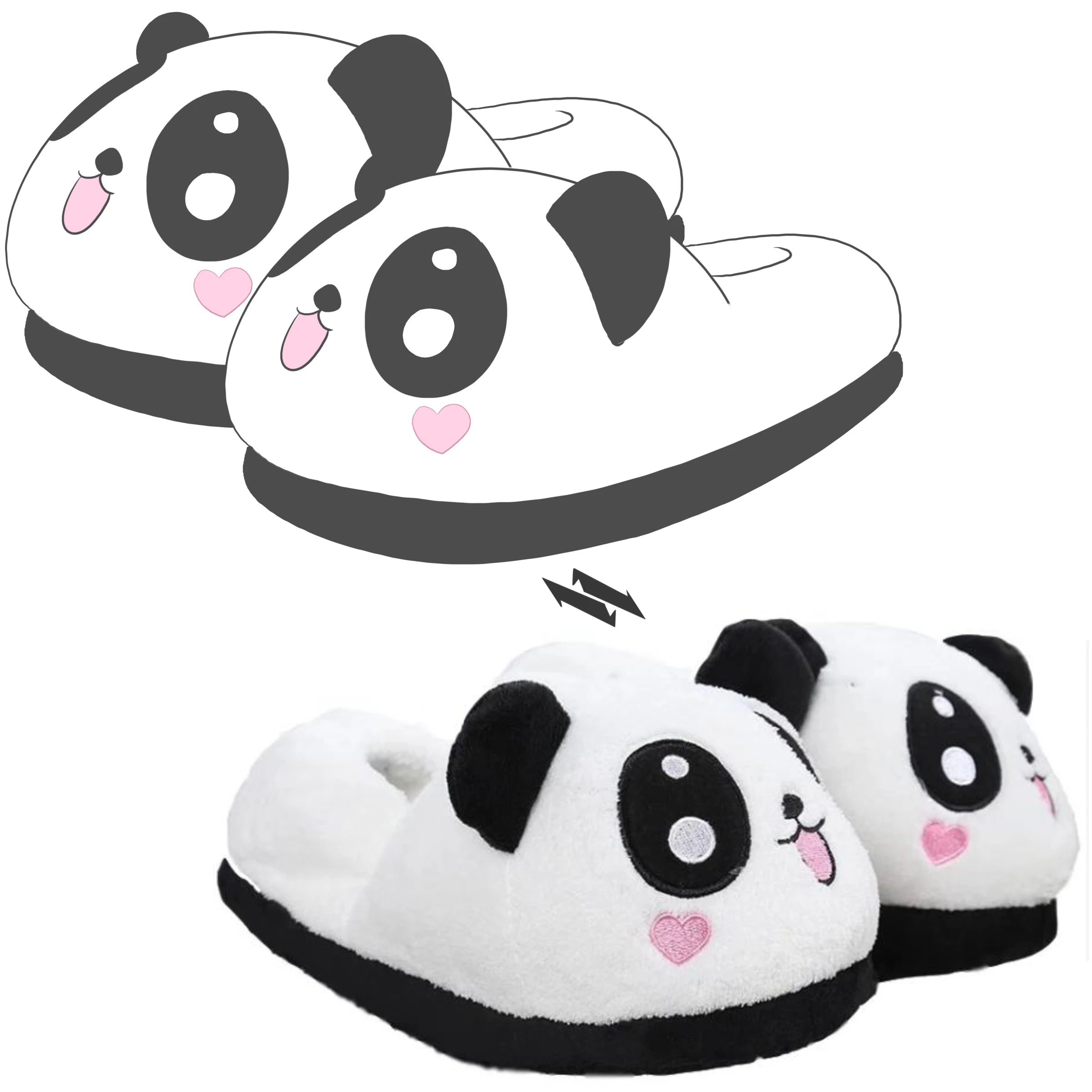 Custom Plush Slides Animal Panda Design Unisex Cartoon Winter Warm Cozy slippers