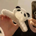 Hair Claw Clips Cute Fluffy Plush Penda Hair Catch Barrette Jaw Clamp for Women Girls Strong Hold Clips for Thick Hair