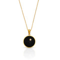 Chris April Fashion Jewelry PVD Gold Plated 316L Stainless Steel Double-sided Sun Pendant Necklace for Women