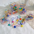 Cute Mix Color Kids Star Hair Ties Children Elastic Hair Tie Pack with Pom Pom Rubber Band Pack of Hairbands