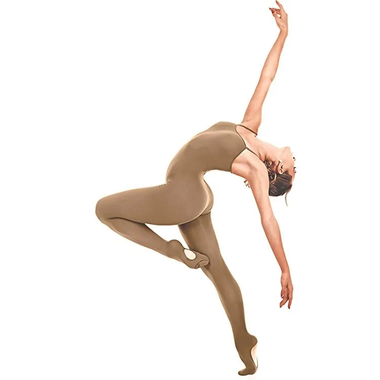 Performance Opaque Breathable Stretch Women's Adjustable Strap Tan Convertible Dance Tights Girls Full Body Tight Suit MegaBDM