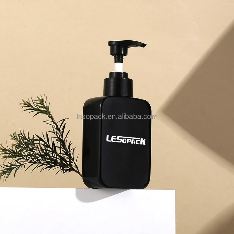 New Arrivals Custom Cosmetic PET Bottles 150ml Square Black Bottle for Shampoo and Body Lotion Free Samples