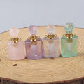 Wholesale Polished Amethyst Crystal Pendant Mini Portable Refillable Glass Perfume Bottles for Necklace