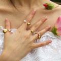 MICCI Hypoallergenic 18K Gold Stainless Steel Waterproof Fashion Jewelry Open Heart Rings for Women