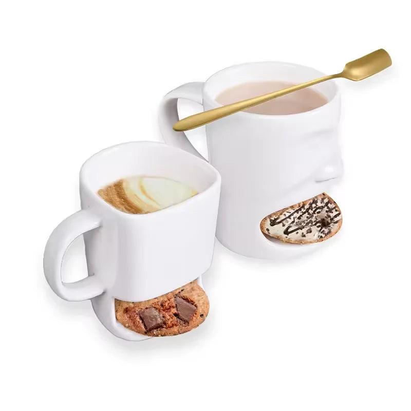 Wholesale 3D Creative Coffee Mug Biscuit Cookie Cup Drinkware Dessert Pocket Pottey Ceramic Tiki Mugs
