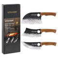 3PCS of Chef's Knife Set for Cooking Serbian Chef Knife & Meat Cleaver & Viking Knife Wooden Handle Butcher Knife Set
