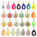 Evil Eye Teardrop Enamel Charm Neon Pink Orange Turquoise Blue Oil DroppedReal Gold Plated Necklace Bracelet Pendant M09 M93