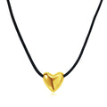 2024 New Black Rope Choker Brass Electroplated 18k Gold Glossy Heart Necklace Universal Jewelry Logo Customization
