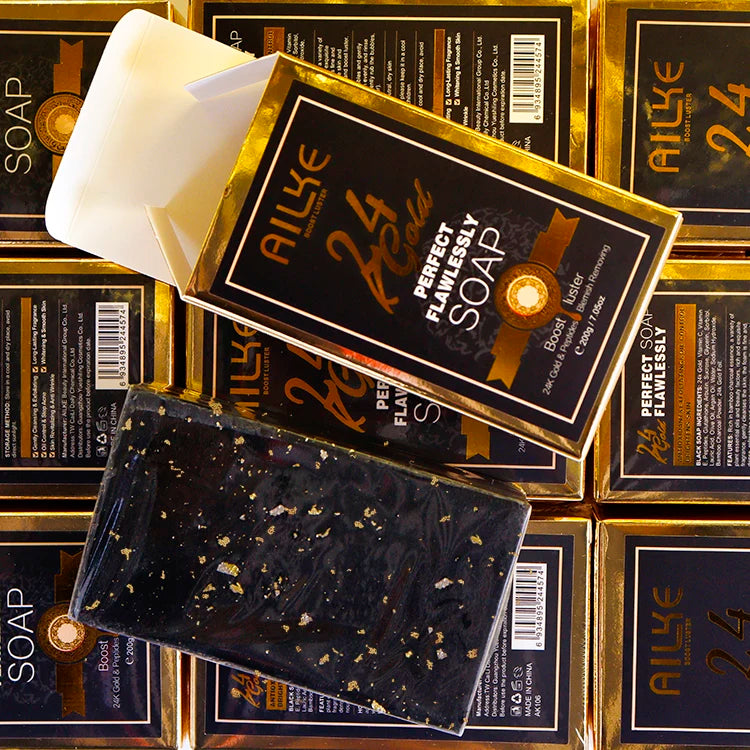 Private Label Handmade 24K Gold Soap Body Cleaning Face Care Lightening Organic Charcoal Skin Whitening Soap For The Skin