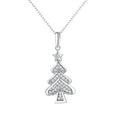 925 Sterling Silver Simple Christmas Tree  Pendant Necklace