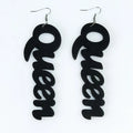 African Queen Earrings Words Laser Cutting Wood Women Pendant Mixed Color Zinc Alloy Trendy Wooden Jewelry Silver Plated 16pairs