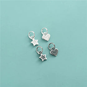 Cute 925 Sterling Silver Heart Star Charm Pendant for Jewelry Making Accessories Supplies Wholesale