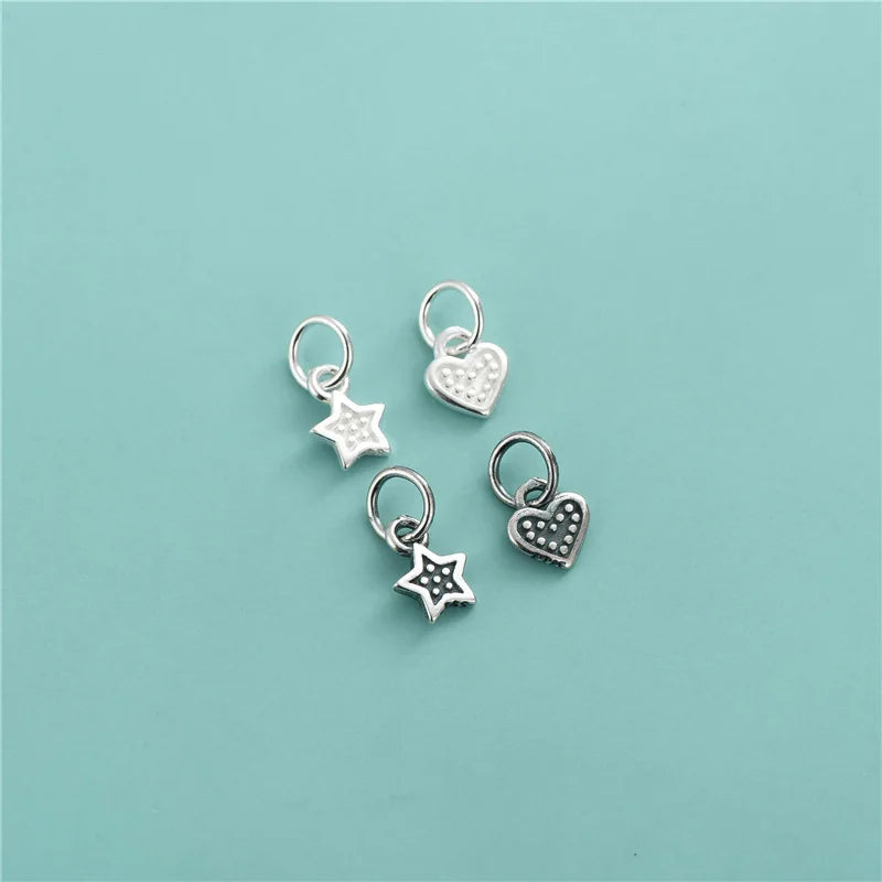 Cute 925 Sterling Silver Heart Star Charm Pendant for Jewelry Making Accessories Supplies Wholesale