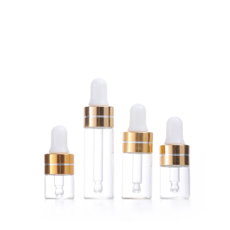 1ml 2ml 3ml 5ml Mini Cylindrical Round Dropper Bottle Clear Glass Sample Dispenser     Essential Oil Glass Bottle Dropper Bottle