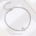 Fine Jewelry Double Layer Diamond Butterfly Charm Bracelet S925 Sterling Silver Women Bracelet