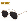STORY STY1711 Korean Fashion Pilot Rimless Sun Glasses Gold Metal Frame Sunglasses for Men Women