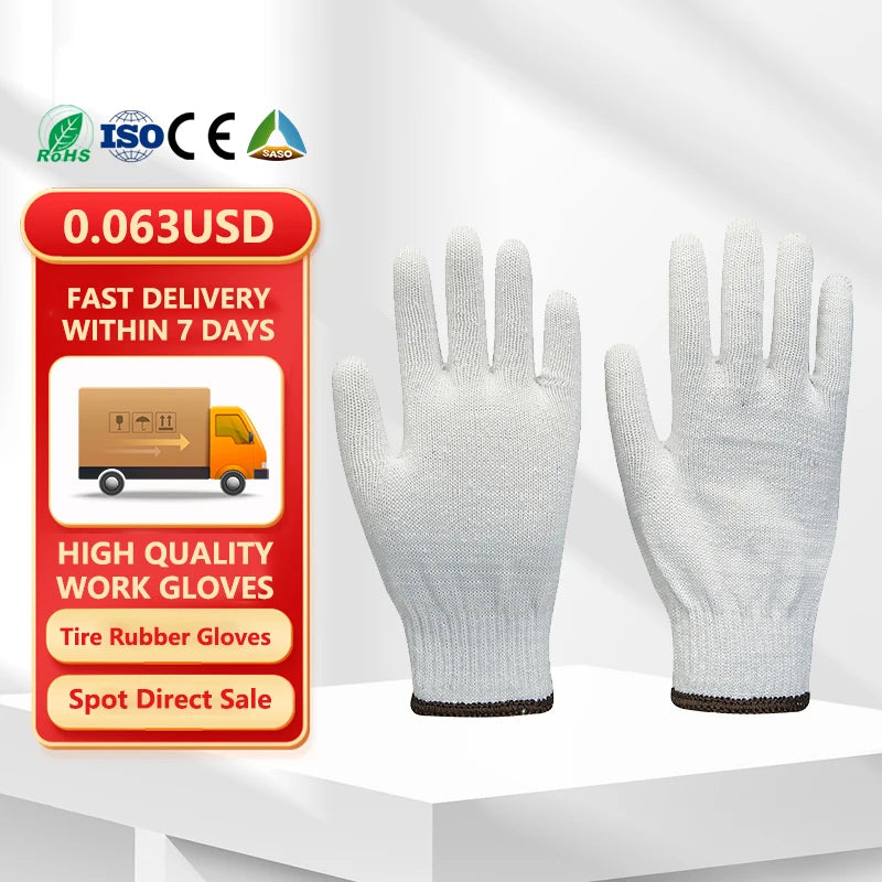 LOW PRICE Promotion Stock 40g White Cotton Yarn Knit Work Gloves Elastic Cuff Polyurethane Coated Garden Protective Gear