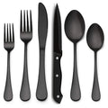 24 Pieces Black Silverware Set with Steak Knives Stainless Steel Flatware Cutlery Set Kitchen Utensil Tableware Set