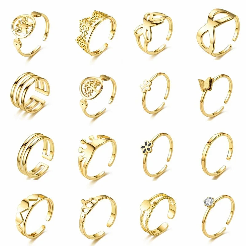 Open Crown Wedding Diamond Ring for Couples Fashionable Stainless Steel Butterfly Fortune Tree Xiaozou Chrysanthemum Women's