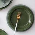 FENN New Trend 7.5/8.5 Inch Scratch Resistant Porcelain Plate Glossy Green Glazed Ceramic Plates for Daily-use