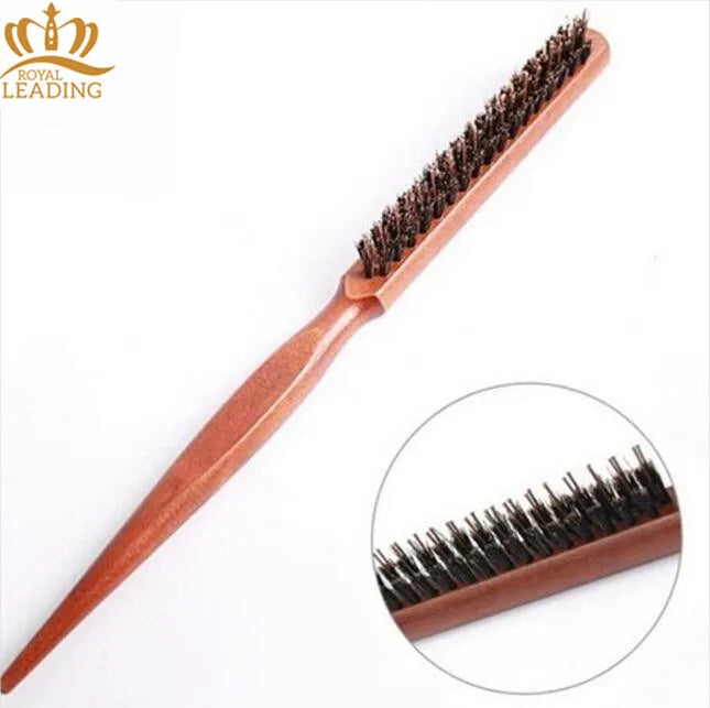 Wooden Nylon Needle Boar Bristle Edge Control Hair Brush