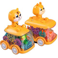 Animal Car Toys Toddler Press and Diecast Plastic Toys Inertia Sliding Car Friction Transparent Gear Press and Go Toy Ca