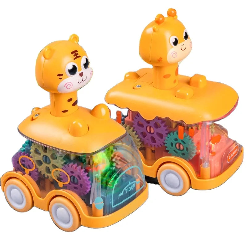 Animal Car Toys Toddler Press and Diecast Plastic Toys Inertia Sliding Car Friction Transparent Gear Press and Go Toy Ca