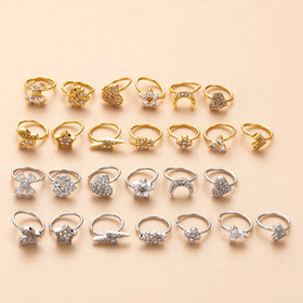 HENGSEN New Arrival Gold Silver Open Adjustable Copper Cubic Zirconia Diamond Nose Rings Women Nose Nostril Piercing Jewelry