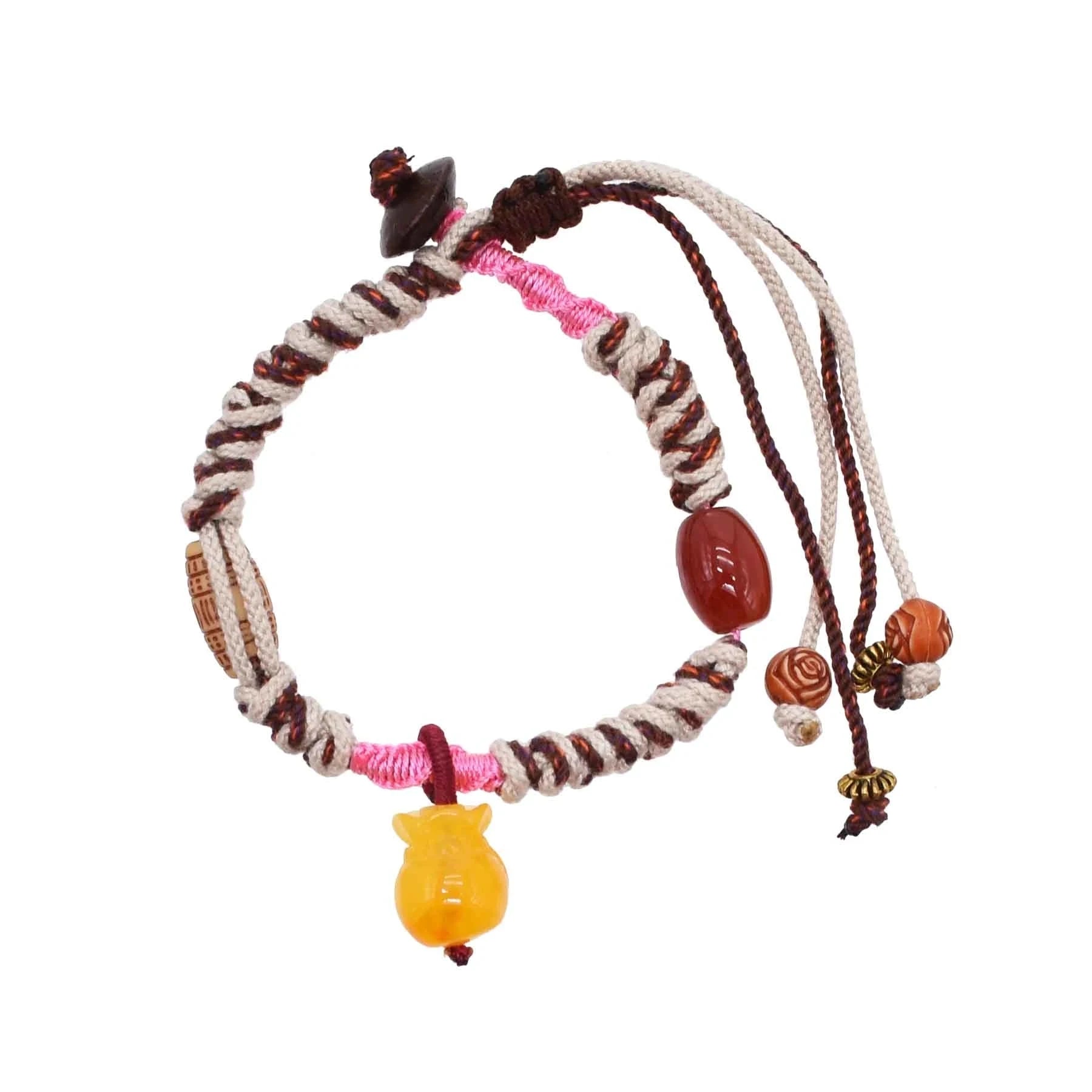 Bohemian Handmade Tibetan Style Multicolor Beaded Woven String Women's Bracelet