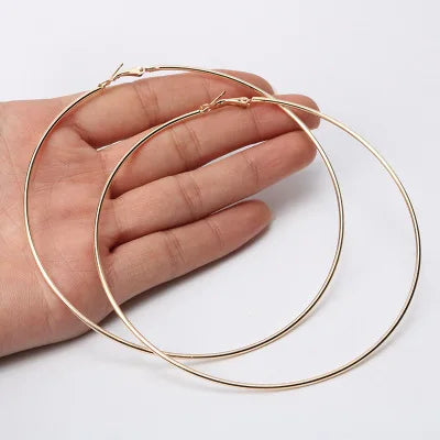 Hot 90mm Big Hoop Gold Plated Earrings Wholesale