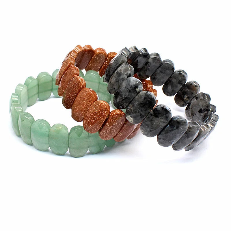 Wholesale High Quality Fashion Bracelet for Women Men 21*11MM Natural Tiger Eye Amethyst Gemstone Beaded Trendy Geometric Style