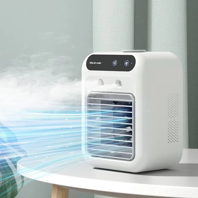 Small Air Cooler Fan Upgraded Mini Personal Water Ice Cooling Fan Portable Air Conditioner With 2 Speeds for Everywhere