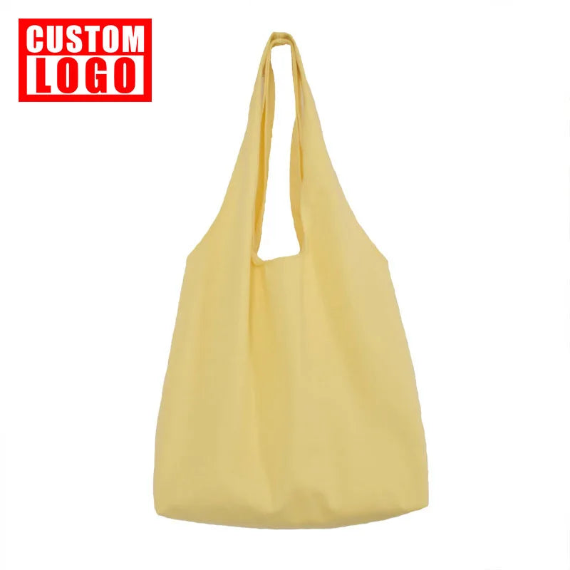Custom logo Colored Blank Cloth Bag Women's Cotton Shopping One Shoulder Canvas Bag
