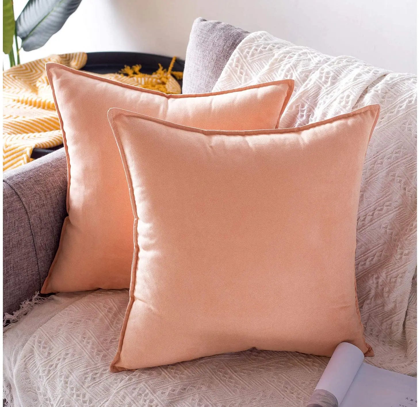 Luxury Style New Arrival Custom Velvet Square Throw Pillow Cover Solid Color 45*45cm Simple Cushion Covers