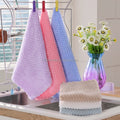 Kitchen Hand Towels Pineapple Plaid Lacy Towel 25*25cm 270gsm Microfiber Cleaning Towels