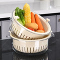 Creative Household Multi-Functional Double Filter Drain Storage Basket Net Red Rotating Vegetable Fruit Bin Plastic Modern Model