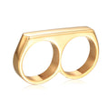 Men's Stainless Steel Finger Ring for Two Fingers in One Piece Unique Design Rings Jewelry