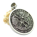 Silver and Gold Round Shield St.Michael Miguel Biblical Archangel Necklace Pendants Saint Michael Stainless Steel Pendant